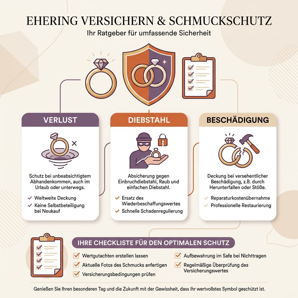 Infografik: Ehering versichern gegen Verlust, Diebstahl und Beschädigung