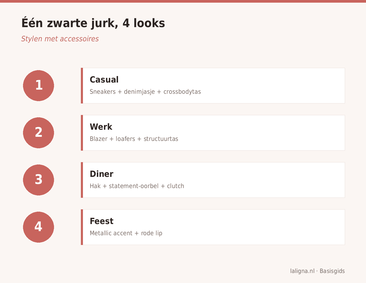Infographic: Één zwarte jurk, 4 looks